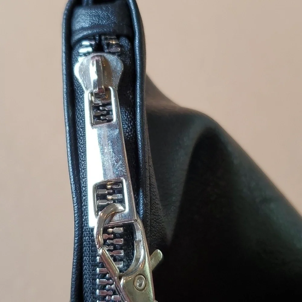 Ginasy black faux leather cosmetic clutch 13 x 10 . Like new condition